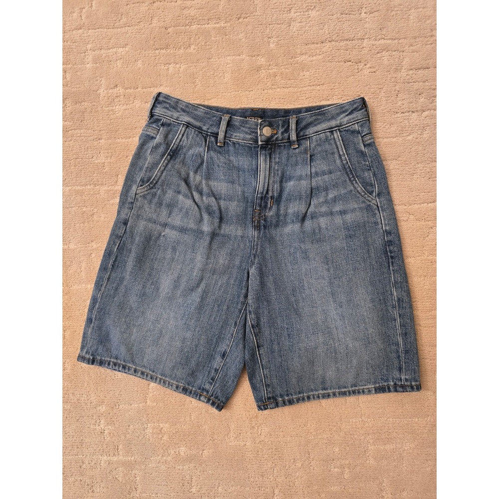 J.Crew Midlength Pleated Denim Shorts Womens Blue Wash Size 26